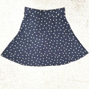 SUZY SHIER FLARE POLKA-DOT MINI SKIRT STRETCH NAVY BLUE WOMENS MEDIUM